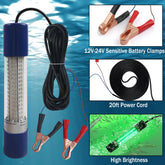 Close-up of underwater fishing light showing 360-degree LED array